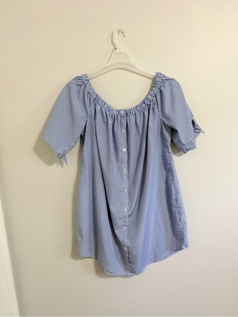 Blue Striped Off-Shoulder Women’s Dress